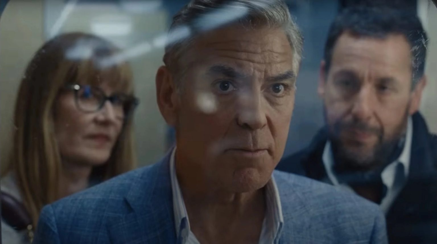 George Clooney and Adam Sandler in Jay Kelly / Credit: Netflix